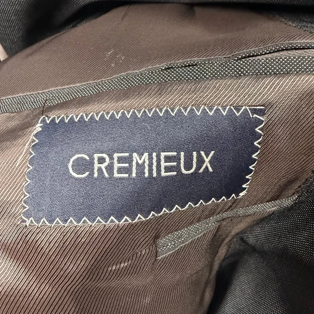 Cremieux Loro Piana Super 130s Wool Suit Mens 46R 40W Grey Pleated Made Canada